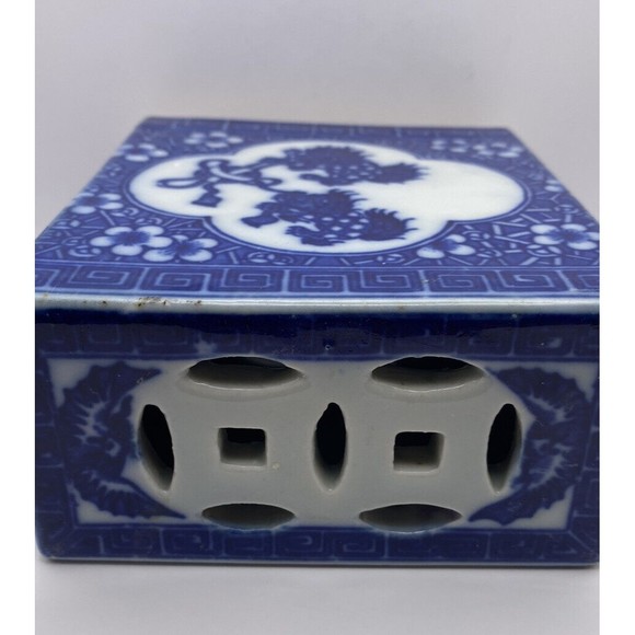 Chinese Blue and White Porcelain Opium Pillow Incense Burner Antique Used - Picture 14 of 16
